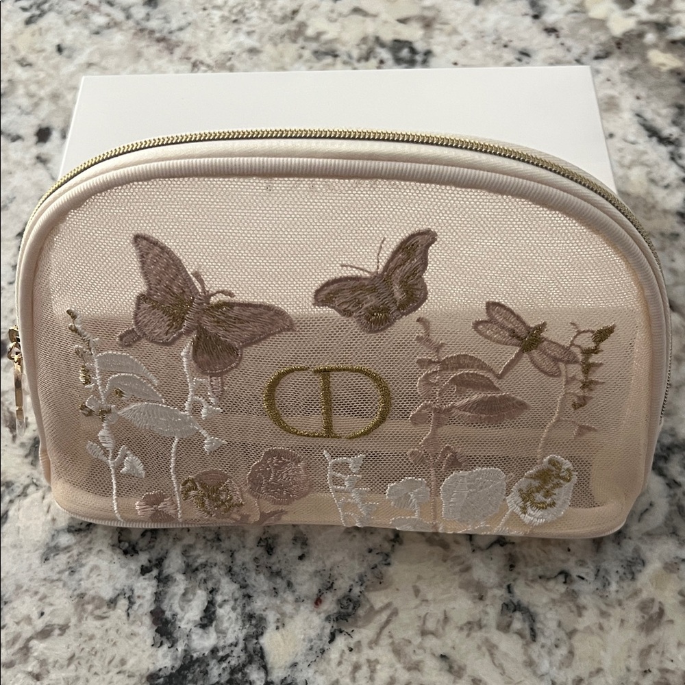 Dior Beauty Mother’s Day Butterfly embroidered  mesh pouch and box.